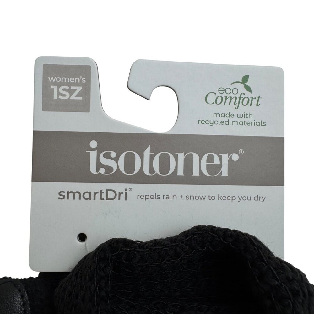 Isotoner NEW smartDri Gloves Women's One Size Black SmarTouch Faux Fur Lining - Picture 2 of 10